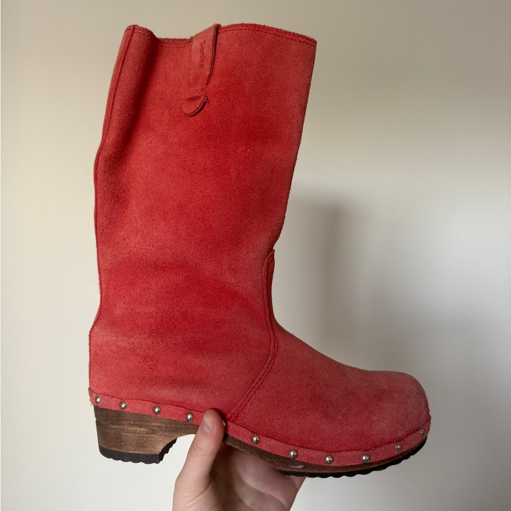Sanita Orange Suede Clog Boots